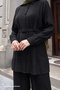 Belted Black Double Suit - 2