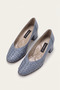 Women's Blue Braided Genuine Leather Heeled Shoes, Size 35-41 - 2