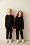 Black Unisex Long Sleeve Crew Neck Blouse - 3