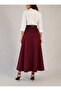 Belt Detail Maxi Size Loose Bordo Woven Skirt - 3