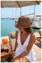 Mj Sporty Striped Straw Trilby Hat - Casual and Vacation Hat (58-59 Cm, Women/Men) - 4