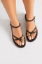 Women's Bitter Brown Flip-Flop Sandals with Gold Ring Detail, Cross Straps, Ankle Buckle, Flat Sole, Summer Sandals