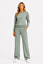 Women's Cotton Crew Neck Wide Leg Tracksuit Set Çağla-101
