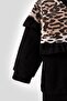 Baby Girl Leopard Detailed Ruffle 2-Piece Top and Bottom Set - Black - 5