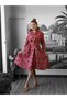 Red Floral Patterned Shirt Collar Loose Dress |   Beige Floor-Length Midi Dress - 2