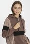 Women's Brown 3 Thread Zippered Hooded Sequin Sequin Embroidered Elastic Leg Tracksuit Set - 5203 - 6