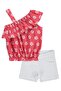 Floral Patterned Flounce Set for 2-5 Years - Red - 5