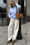 Blue Half Turtleneck Braided Knitwear Women's Sweater Mg2257