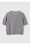 Women's anthracite melange 100% merino crew neck short sleeve sweater - 2