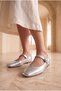 Soft Silver Gray Women's Mary Jane Ballet Flats - Elegant & Breathable Design - 2
