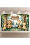 150x210cm Wild animal jungle birthday background, photography backdrop with punch hole, cartoon zoo