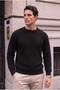 Pilar Anti-Peeling Anti-Pilling Oversize Thessaloniki Knitted Crew Neck Men's Knitwear Sweater - Black