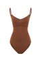 Quilted Chest Detail, Thin Straps, Brown Gathering Women's Swimsuit - Siena - 5