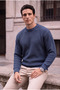 Pilar Anti-Peeling Anti-Pilling Oversize Thessaloniki Knitted Crew Neck Men's Knitwear Sweater - Indigo - 3
