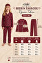 Girl's Burgundy Cotton Heart Patterned Sleepwear Set with Sleeping Glasses - 6