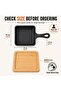 Cast Iron Mini Square Skillet with Wooden Sizzler Plate, 13cm - Perfect for Sizzling and Grilling - 3