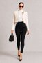 Black High Waist Tights with Wide Elastic Detail on the Belt - 3