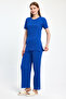 Women's Seasonal Short Sleeve Corded Cobalt Blue Pajama Set - 6