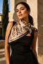 Women's Leopard Patterned Satin Scarf 70X70 cm - Leopard Scarf That Ties Around the Waist and Shoulders