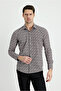 Long Sleeve Slim Fit Slim Fit Printed Cotton Shirt