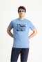 Printed Slim Fit Crew Neck Cotton T-Shirt - 3