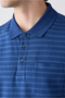 Regular Fit Buttoned Polo Collar Striped Pocket 100% Cotton T-Shirt - 3