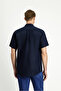 Short Sleeve Regular Fit Button Collar Linen Shirt - 5
