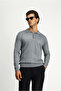 Polo Neck Buttoned Regular Fit Striped Knit Sweater - 3