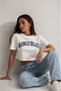 Women's White Comfortable Fit Hawaiian Printed Crop T-Shirt (95% Cotton) - 3