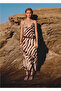 Zebra Patterned Draped Collar Dress - 8