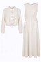 Women's White Jacketed Suit Modern Cut Modest Dress - 4
