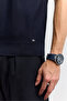 Men's Navy Blue Polo Collar Zippered Easy-Ironing Anti-Wrinkle Short Sleeve Regular Fit Sweater A62Y5007 - 3
