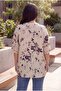 Hakim Collar Patterned Plus Size Shirt Beige - 4