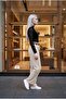 Women's Cream Double Palazzo Pants with 2 Pockets, Wrinkle-Resistant Fabric, Belt Detail = Belt + Pants - 2