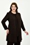 Women's Brown Sparkling Stone Embellished Elegant Double Plus Size Evening Dress Set - 2
