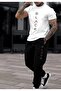 T-Shirt Track Suit 2-Piece Combination Sweat-Absorbing Black Printed Women's / Men's Unisex