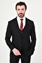 Straight Slim Fit Mono Collar Men's Suit Black - 45461.26Y