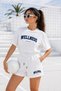 Women's Cotton Sporty&Rich Welness Short Sleeve Oversize T-Shirt and Shorts Bottom Top Set Two-Piece Set - 5