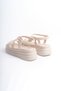 Th Colleciton Bella Elastic Ribbon Detailed Orthopedic Sole Women's Sandals Ckt - Cream - 39 - 5