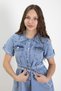 Blue Shirt Collar Short Sleeve Girls Belted Denim Dress 24020 - 3