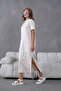 Polo Collar Short Sleeve Slit Relaxed Jersey Dress