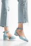 Liora Duo Baby Blue Genuine Leather & Suede Women's Short Heeled Shoes with Ankle Strap, Sizes 34-43 - 8