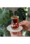 6-Person Gold Detailed Glass Tea Cup and Porcelain Plate Set with Luxurious Design Presentation Box - 3