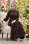 Buckle Detailed Tied Ayrobin Dress Bitter Coffee Hm2907 - 3