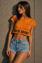 Women's Cotton Sport Printed Oversize Short Sleeve Crop T-Shirt - 7