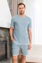 Men's Short Sleeve Shorts Piping Detail Waffle Fabric Pajama Set 260102 Mint