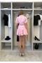 Women's Pink Skirt Flared V-Neck Dress - 3