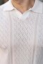White Perforated Polo Collar Men's Knitwear T-Shirt E7495 - 3