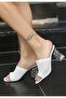 Akva White Knitwear Transparent Heeled Slippers - 4