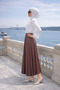 Women's Premium Pleated Brown Long Hijab Skirt - 5